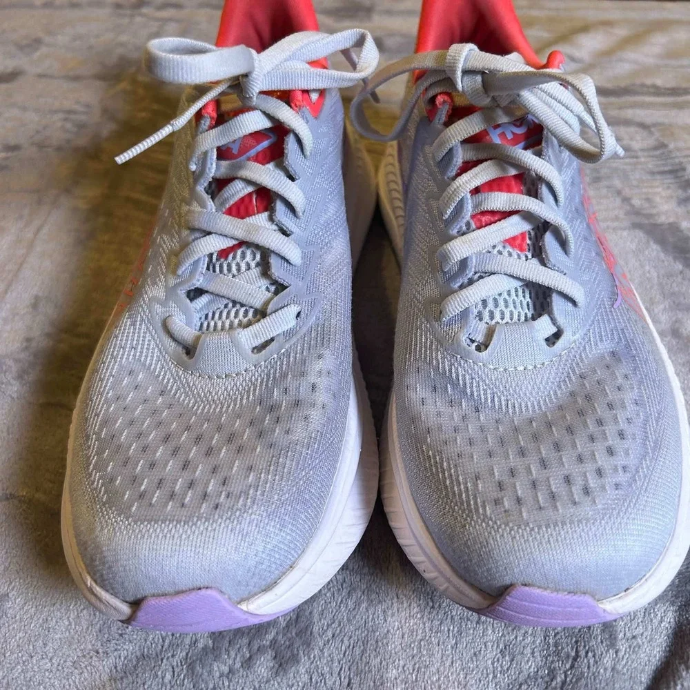 Hoka One One Mach 6 Womens 8 Gray Pink Purple Road Running Shoes 1147810 PLDS
